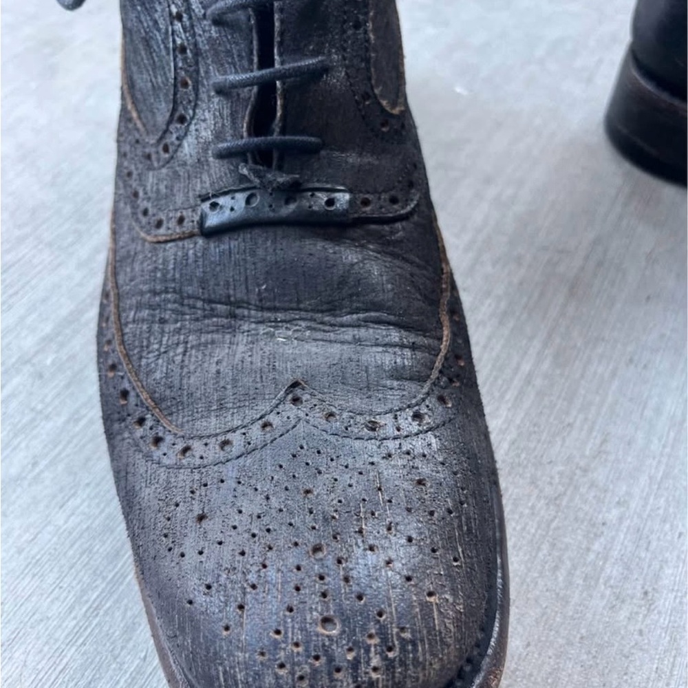John Varvatos Black/Dark Gray Leather Classic Lace-Up Boots size 12 - Picture 4 of 8